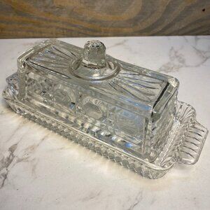 Butter Dish Clear Glass Windsor Pattern Lidded 1/4 Pound by Federal Pressed